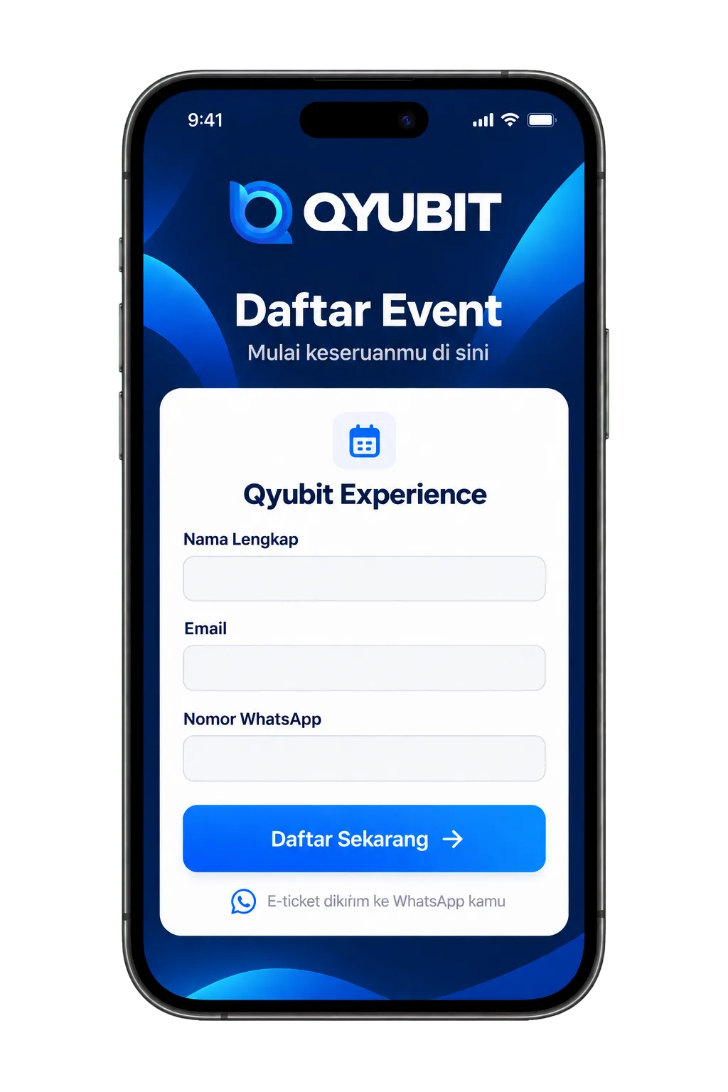 Halaman daftar event di ponsel