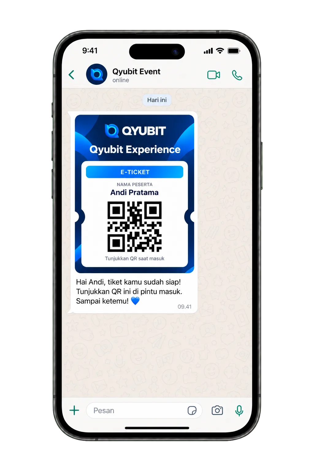 E-ticket QR di chat WhatsApp