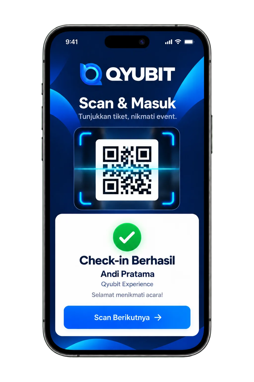 Layar check-in berhasil